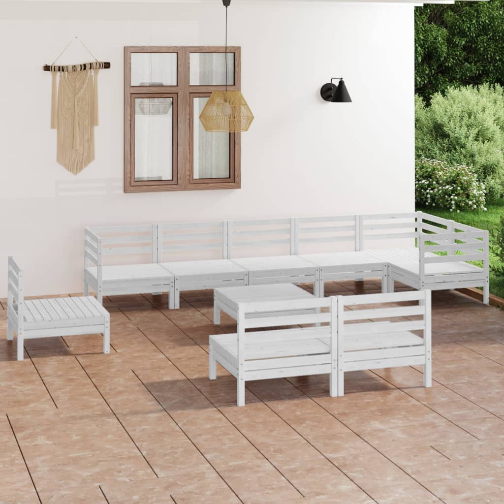 vidaXL 10-Piece Solid Pinewood Lounge Set