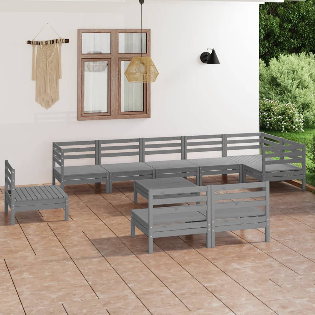 vidaXL 10-Piece Solid Pinewood Lounge Set