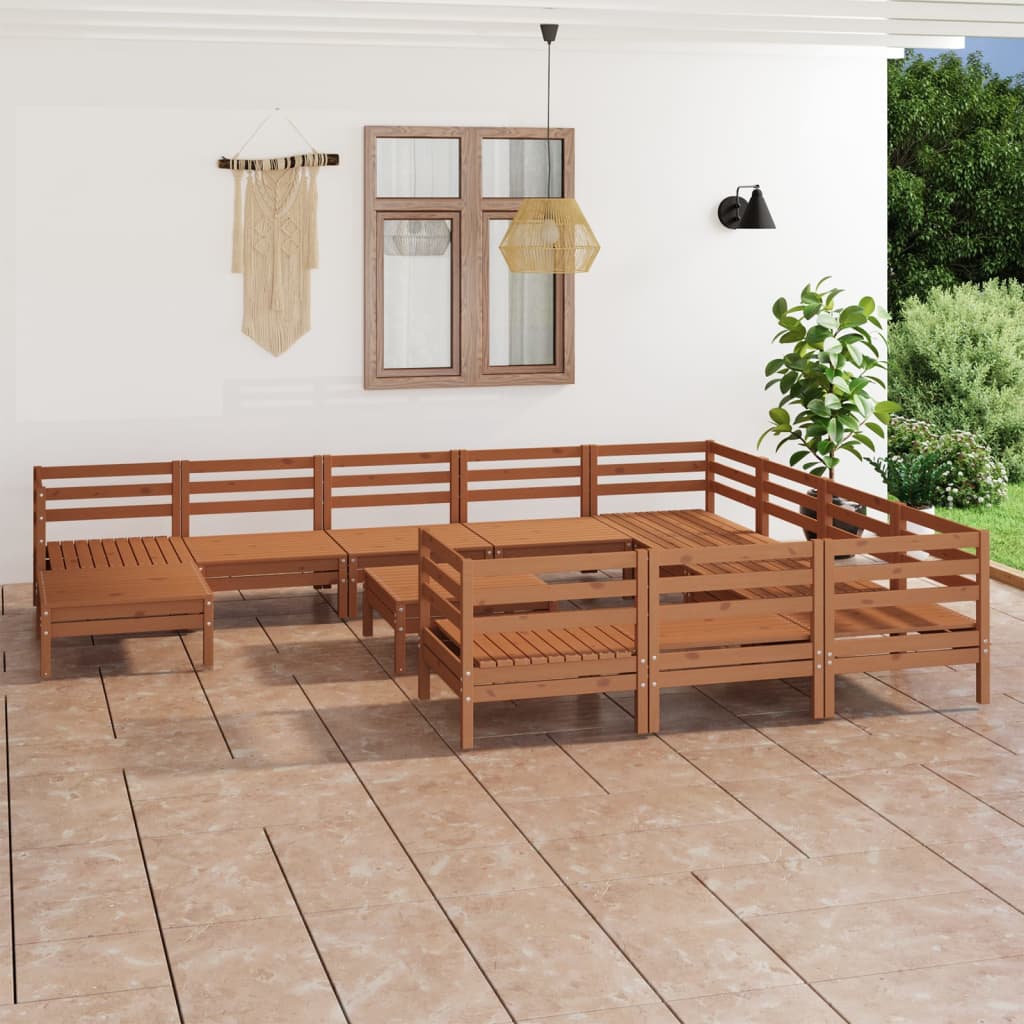 vidaXL 12-piece Solid Pinewood Lounge Set