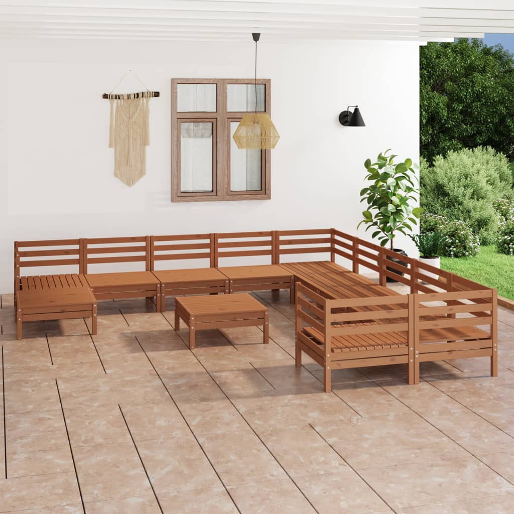 vidaXL 12-piece Solid Pinewood Lounge Set