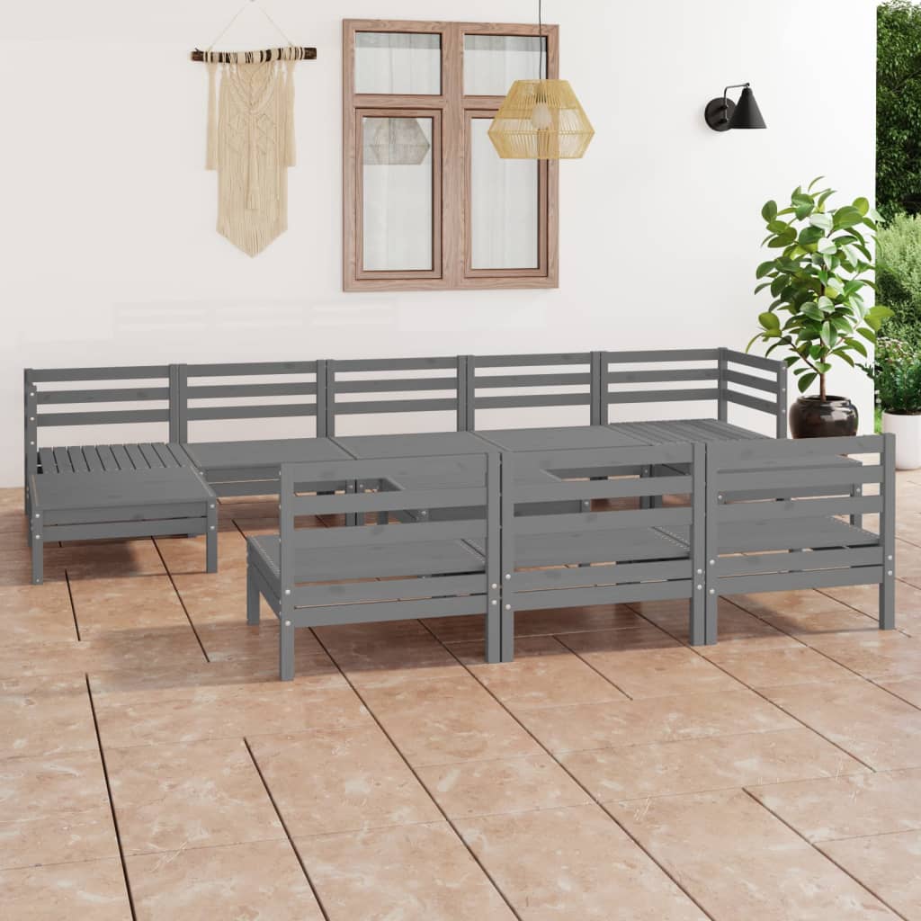 vidaXL 11-delige Loungeset massief grenenhout wit