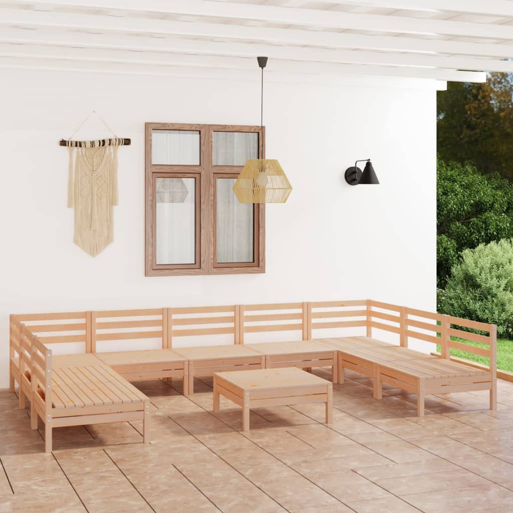 vidaXL 10-delige Loungeset massief grenenhout
