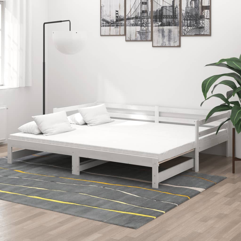 vidaXL Slaapbank uitschuifbaar massief grenenhout 2x(90x200) cm
