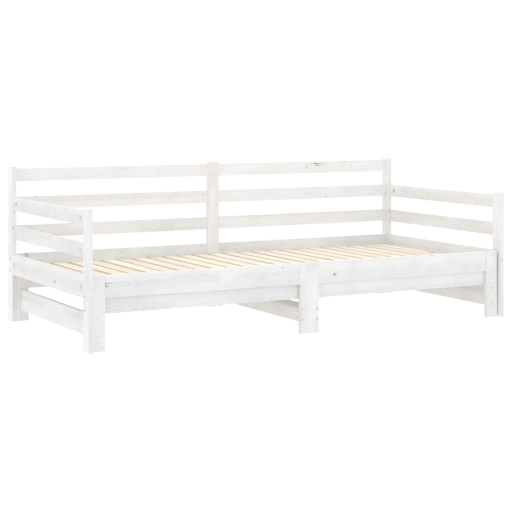 vidaXL Slaapbank uitschuifbaar massief grenenhout wit 2x(90x200) cm