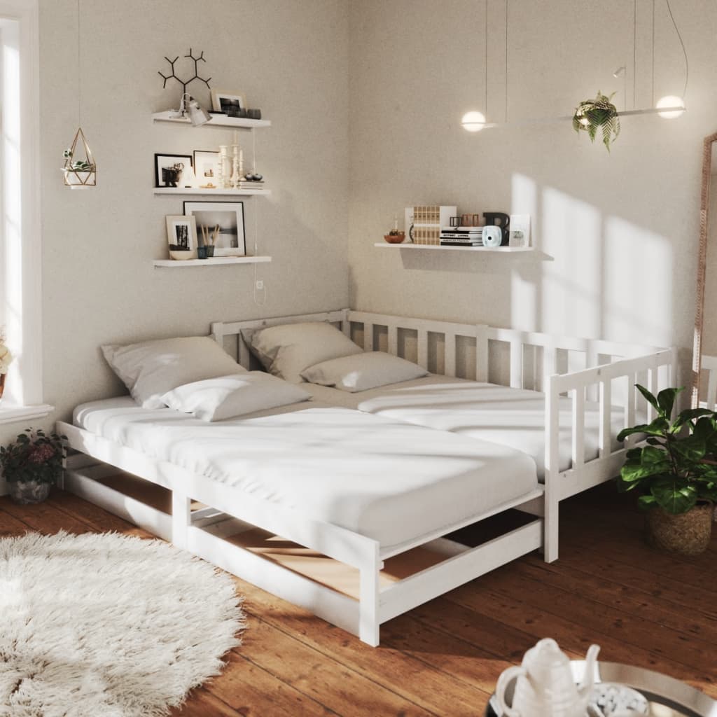 vidaXL Slaapbank uitschuifbaar massief grenenhout 2x(90x200) cm
