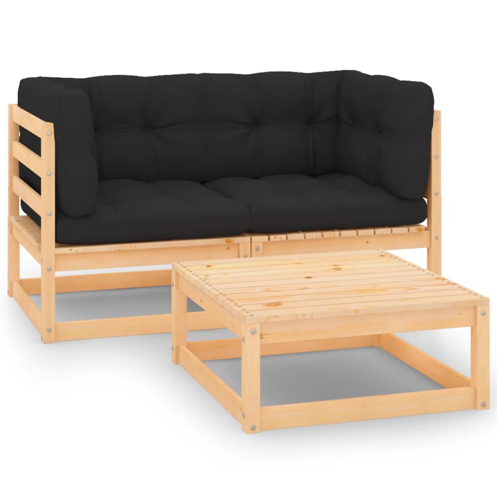 vidaXL 3-delige Loungeset massief grenenhout