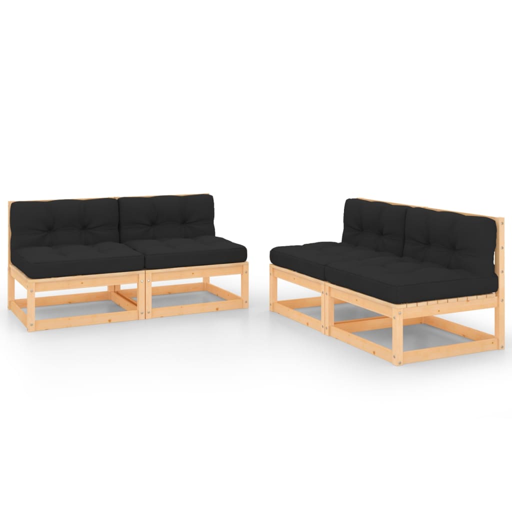 vidaXL 4-Piece Solid Pine Wood Lounge Set