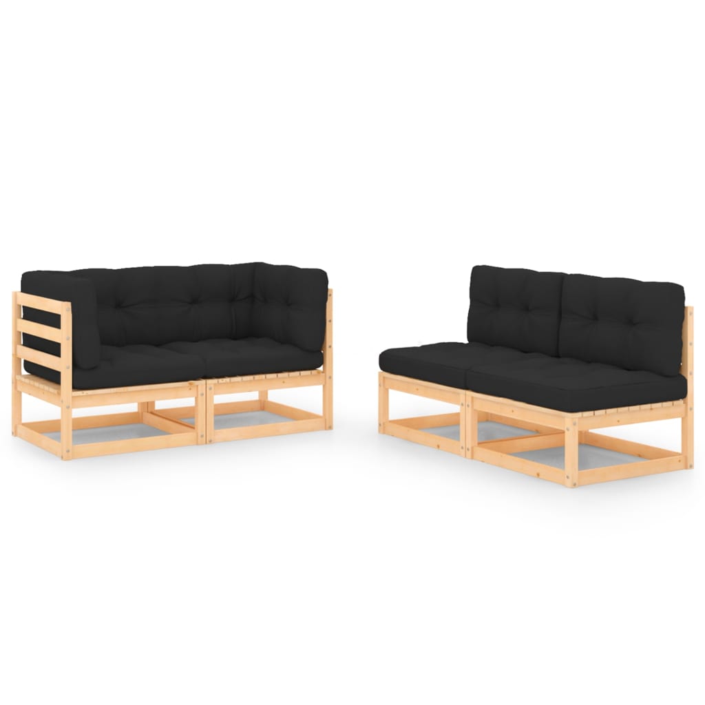 vidaXL 4-Piece Solid Pine Wood Lounge Set
