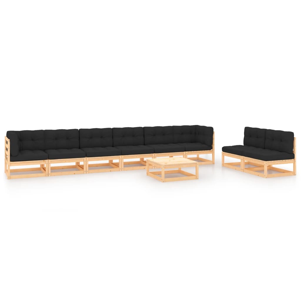 vidaXL 9-piece Lounge Set Solid Pine Wood Black