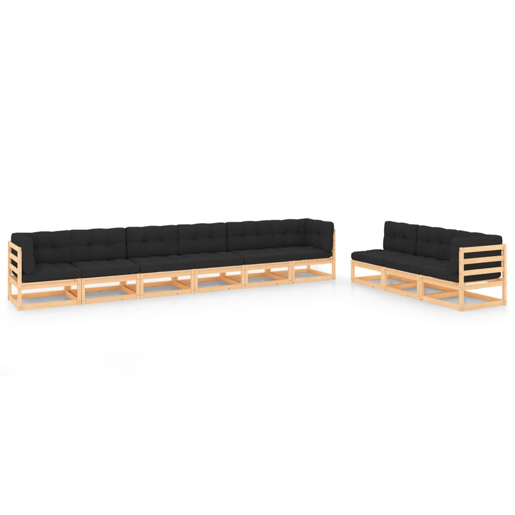 vidaXL 9-delige Loungeset massief grenenhout grijs