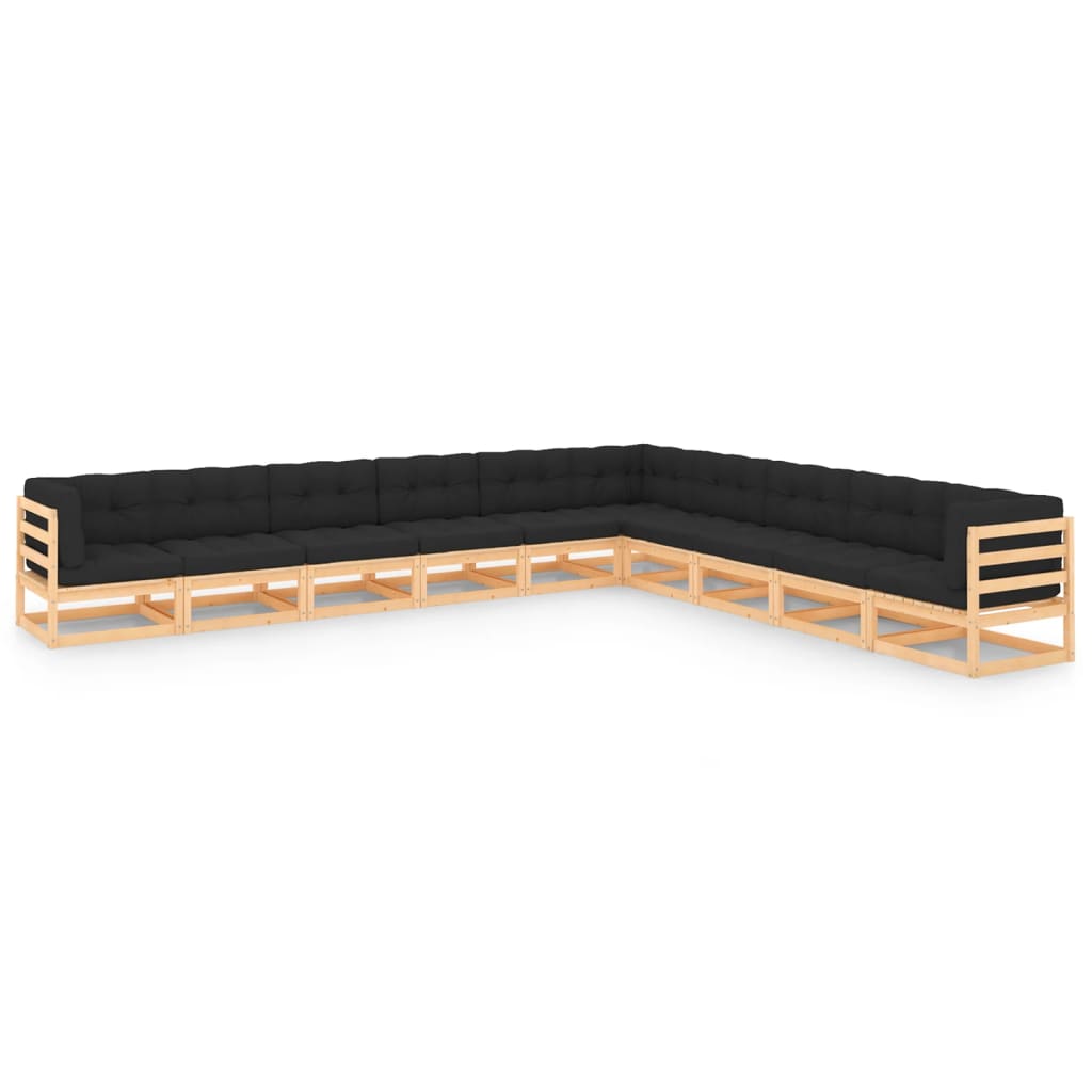 vidaXL 10-delige Loungeset massief grenenhout honingbruin