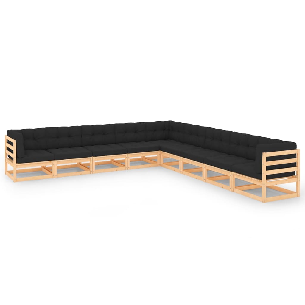 vidaXL 9-piece Lounge Set Solid Pine Wood Grey