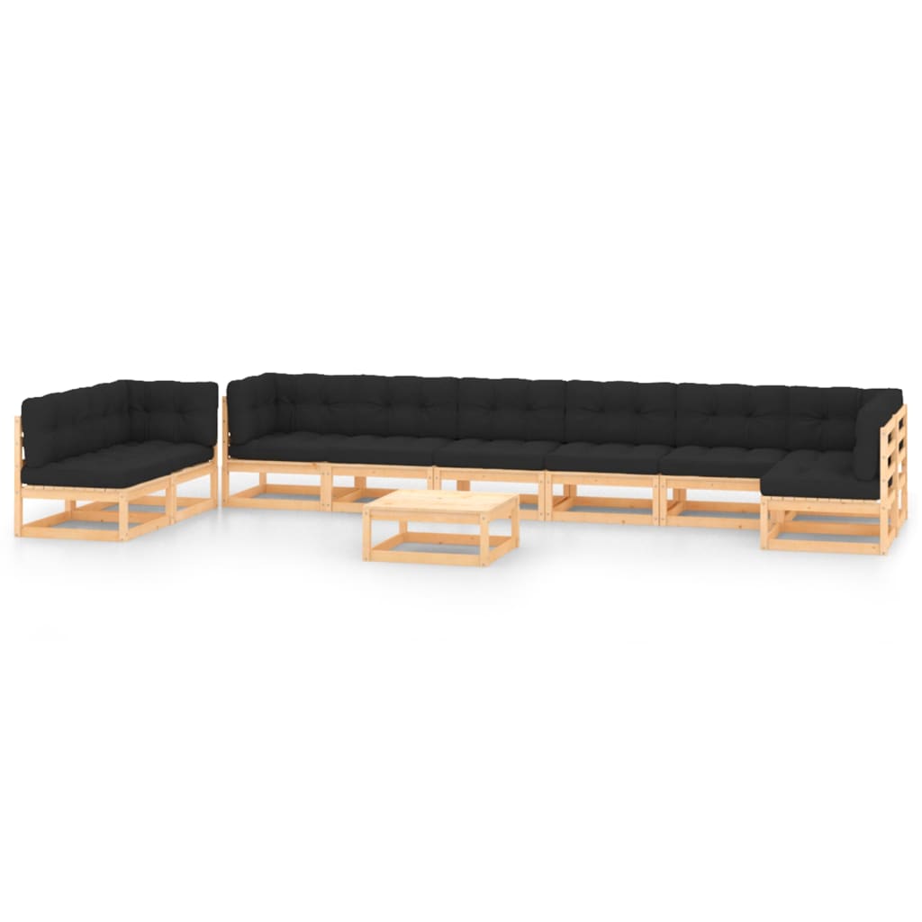 vidaXL 10-Piece Lounge Set Solid Pine Honey Brown