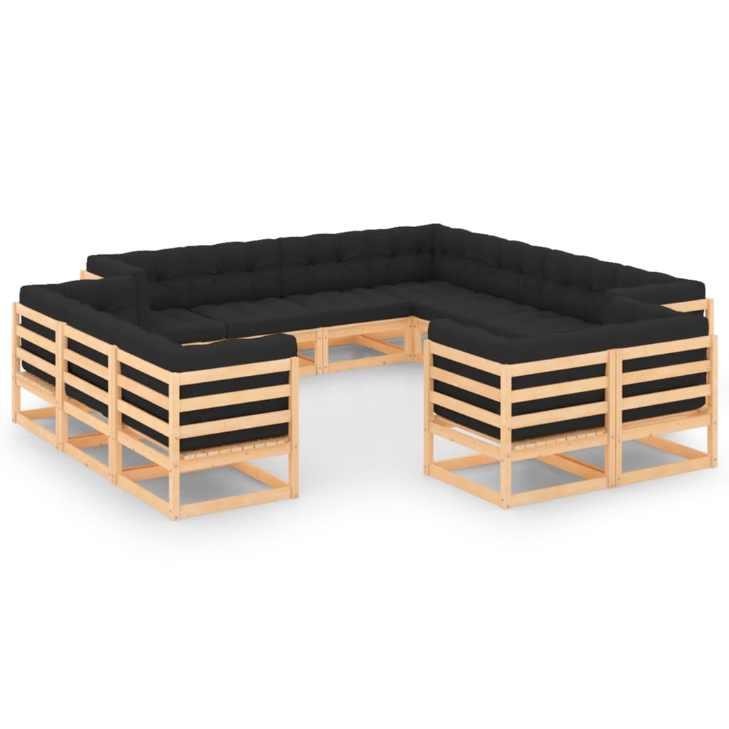 vidaXL 12-Piece Lounge Set Solid Pinewood Grey