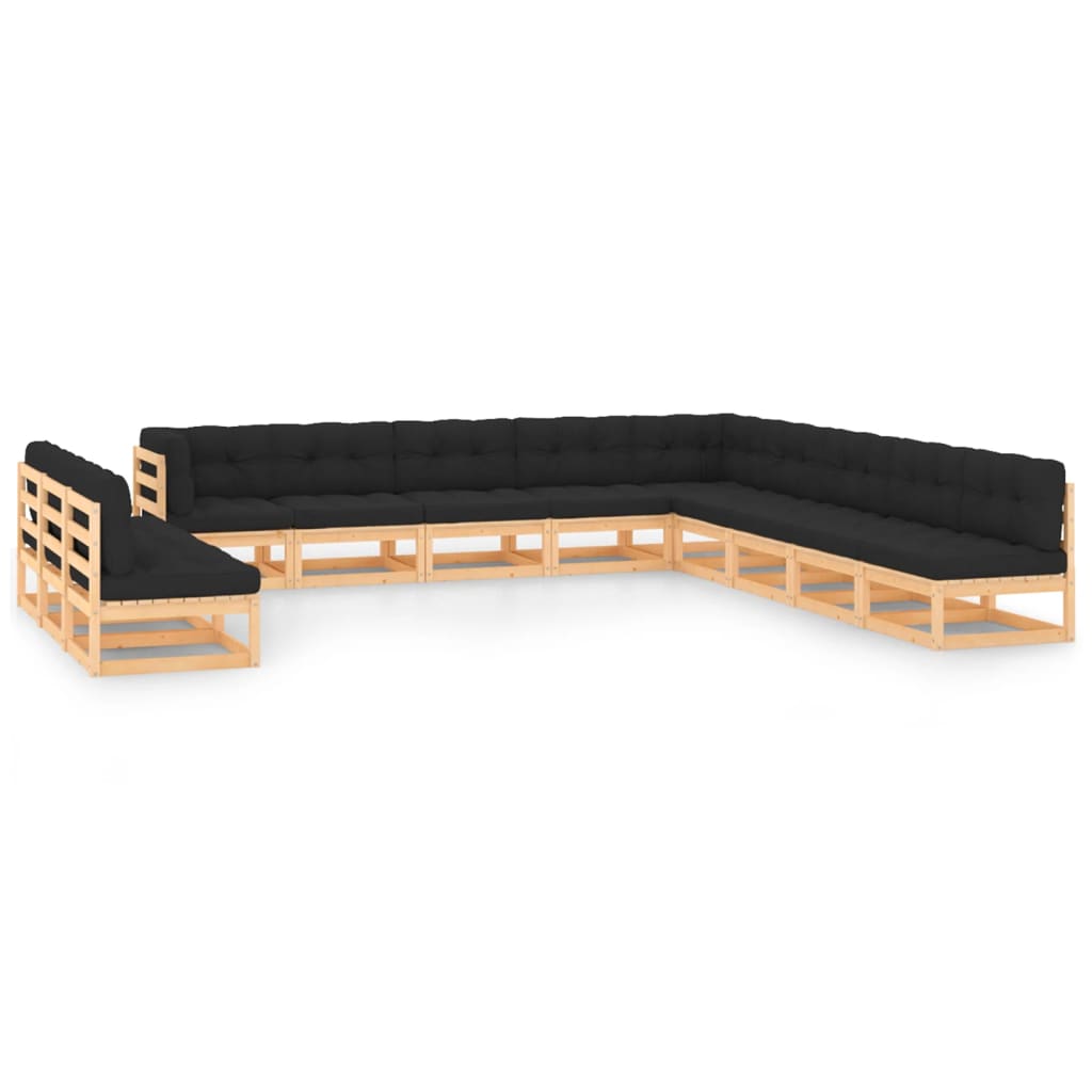 vidaXL 12-piece Solid Pinewood Lounge Set