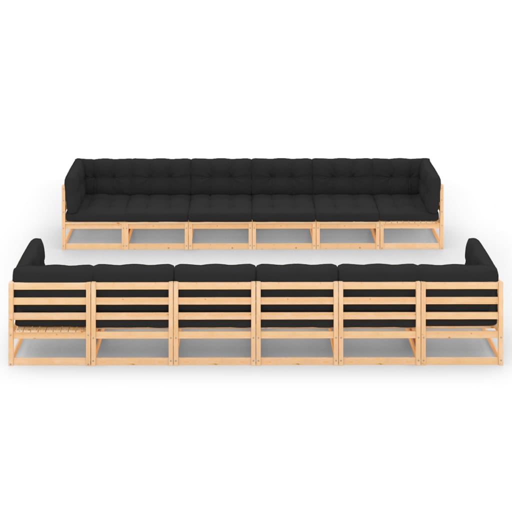 vidaXL 12-piece Solid Pinewood Lounge Set