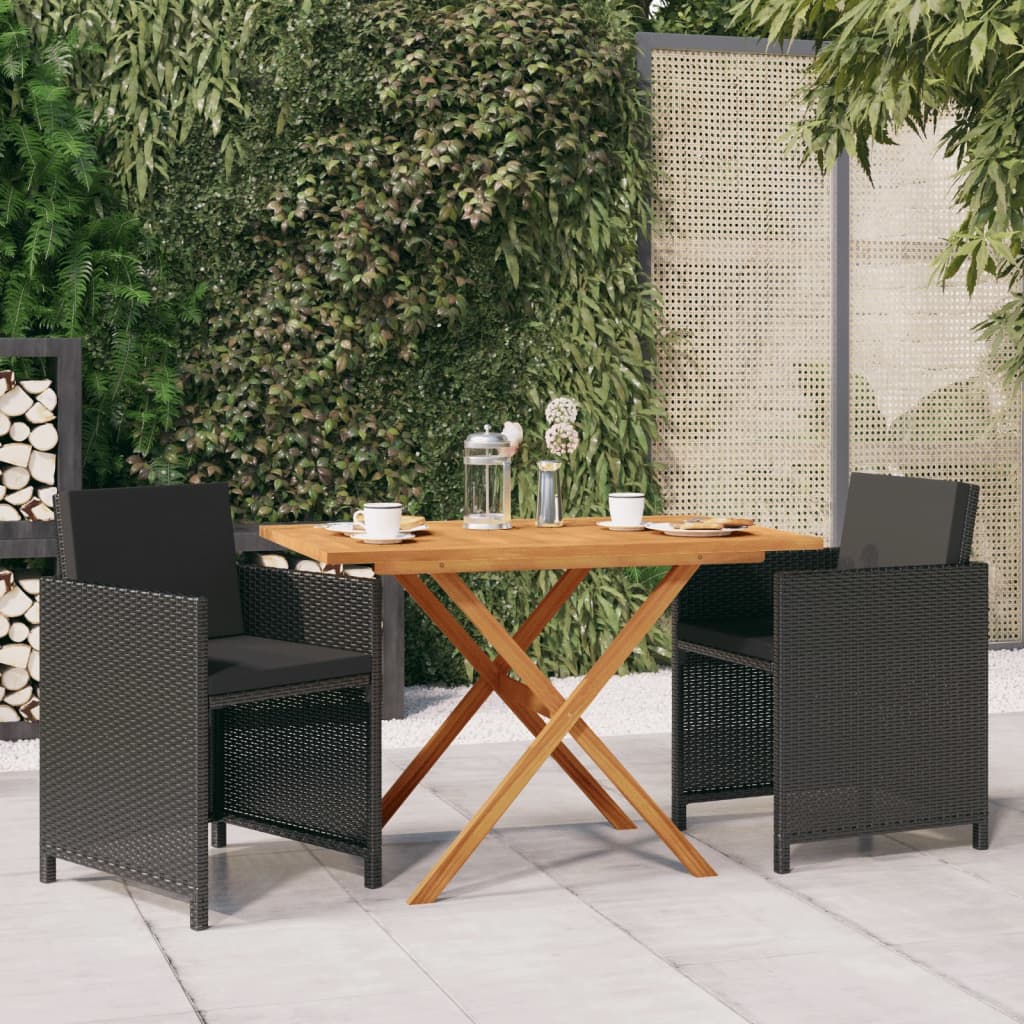 vidaXL Ensemble de jardin 3 pièces avec coussins en poly rotin marron