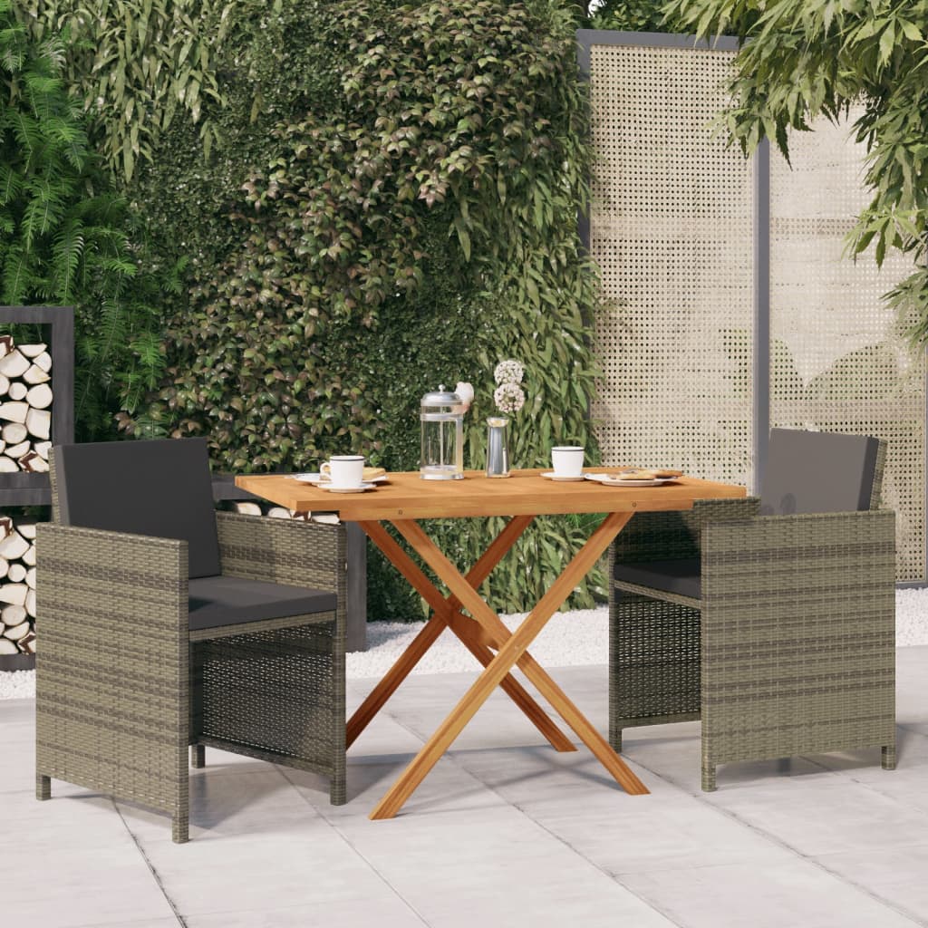vidaXL Ensemble de jardin 3 pièces avec coussins en poly rotin marron