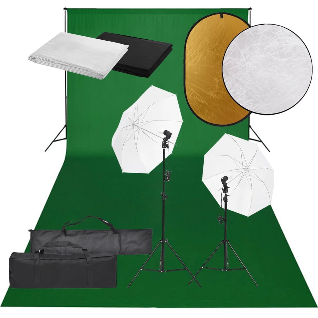 vidaXL Studio de photos avec ensemble d'éclairage, à côté d'un réflecteur