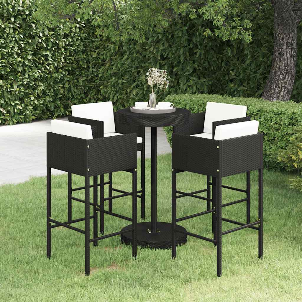 vidaXL 3-delige Tuinbarset met kussens poly rattan bruin