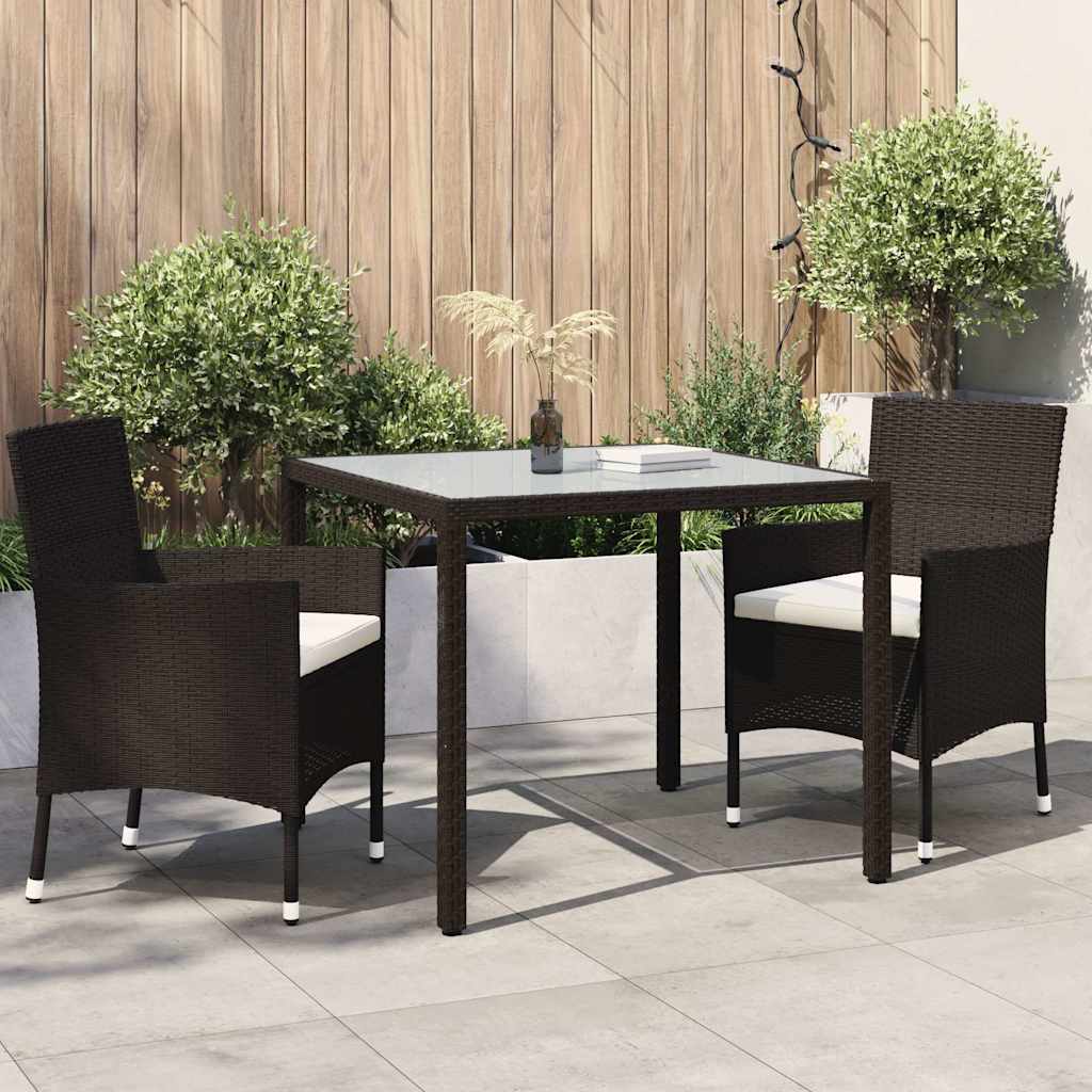 vidaXL 3-delige Tuinset poly rattan bruin