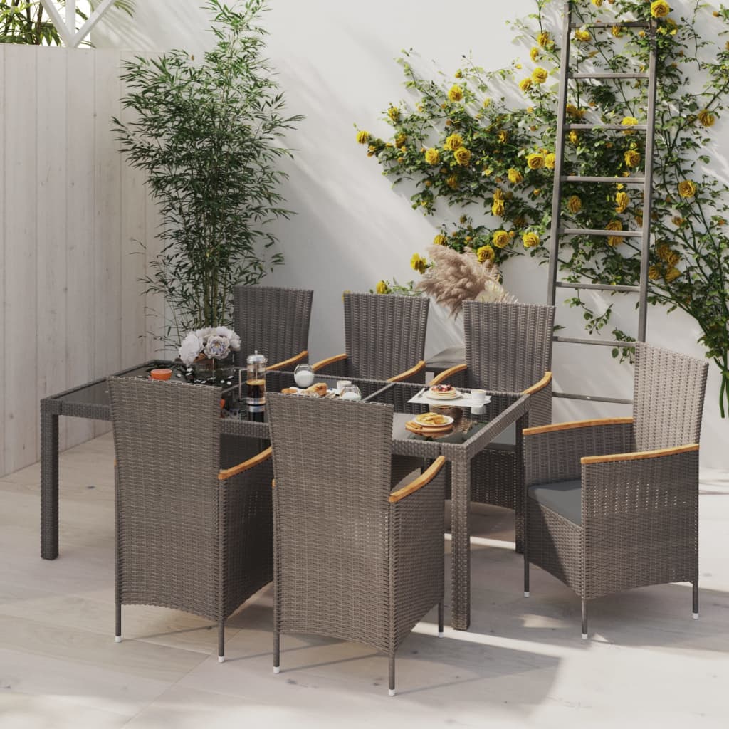vidaXL 3-Piece Garden Lounge Set with Cushions Poly Rattan Grey