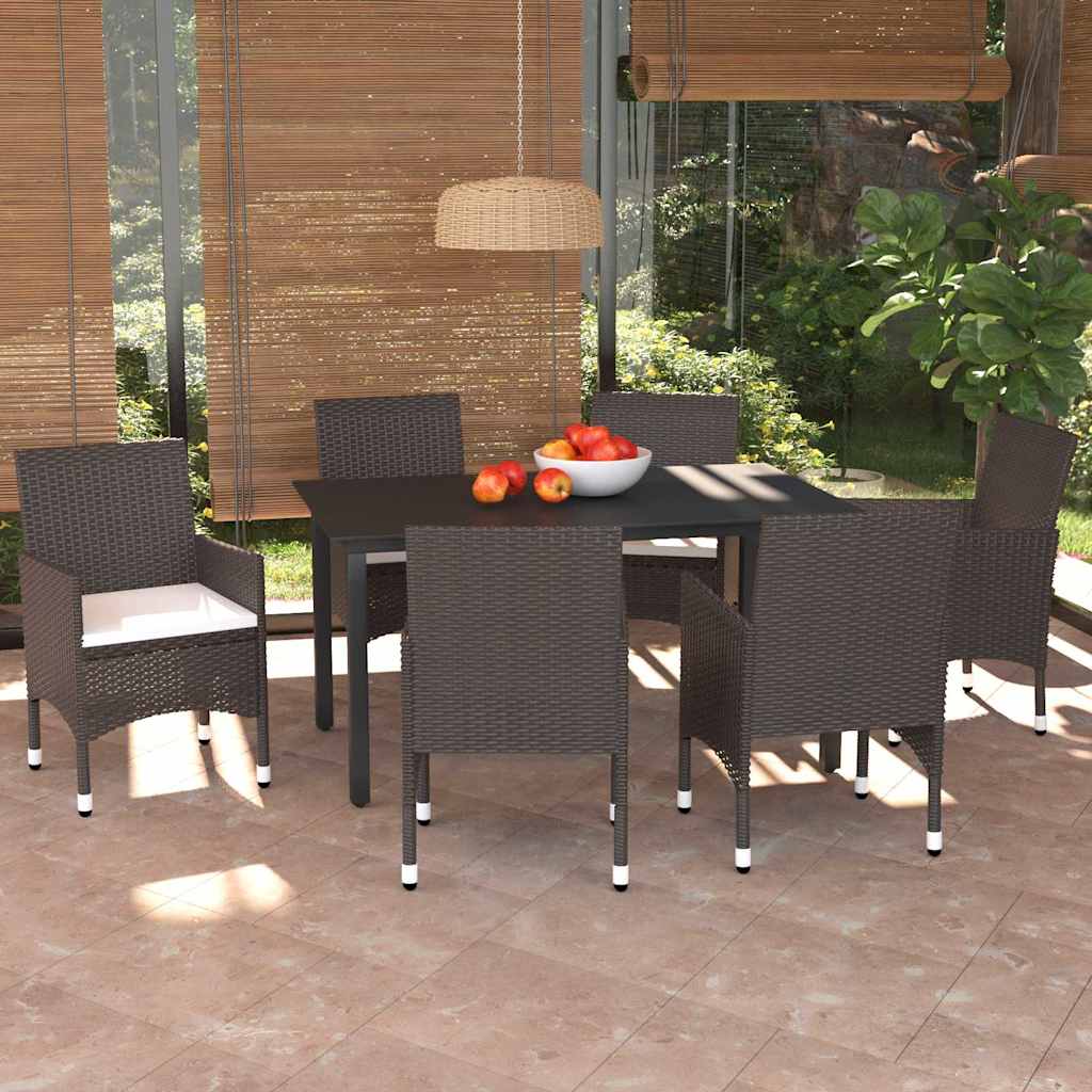 vidaXL 3-delige Tuinset met kussens poly rattan zwart