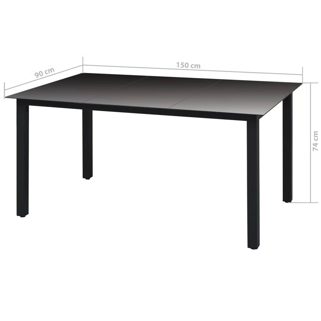 vidaXL 3-delige Tuinset met kussens poly rattan zwart