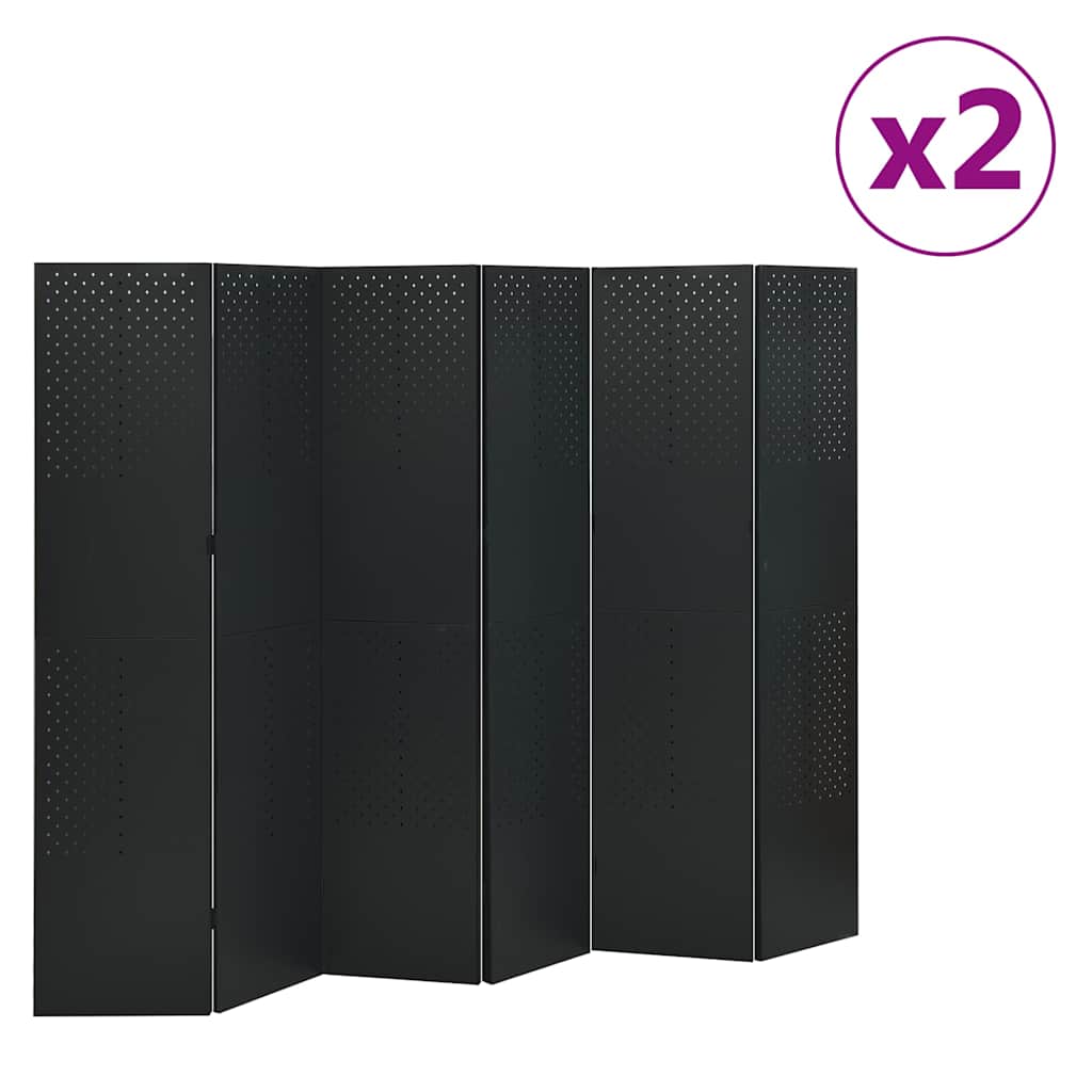 vidaXL Kamerschermen 2 st met 4 panelen 160x180 cm staal zwart