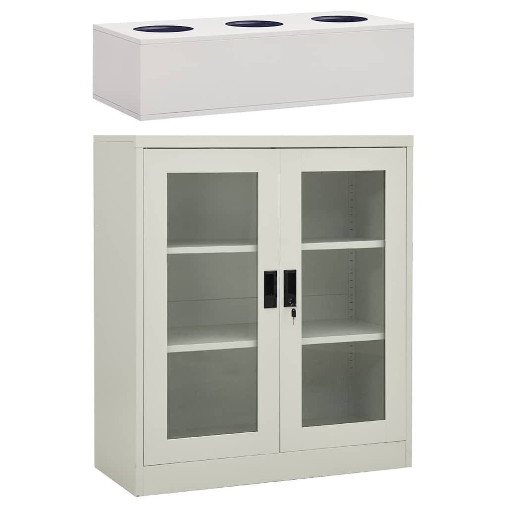 vidaXL Office Cabinet with Planter 90x40x128 cm Steel Light Grey