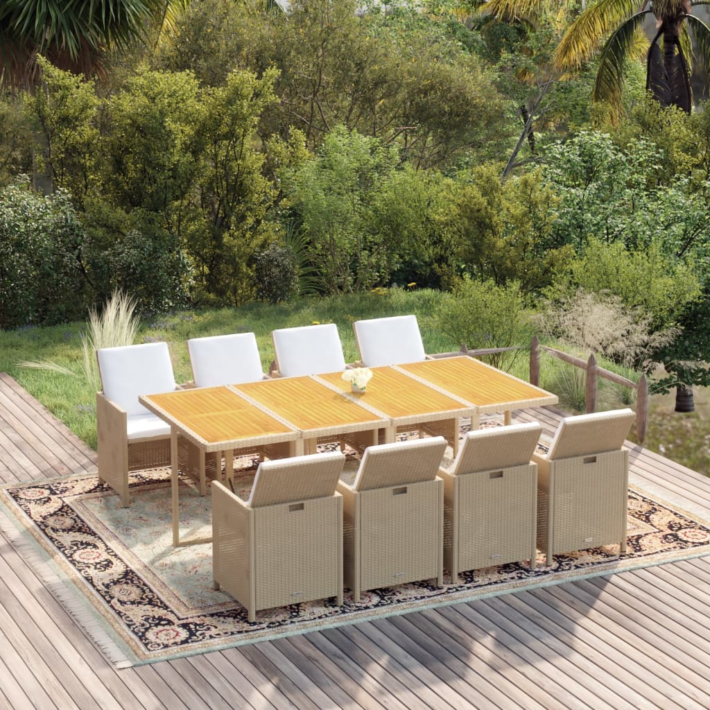 vidaXL 5-delige Tuinset met kussens poly rattan zwart