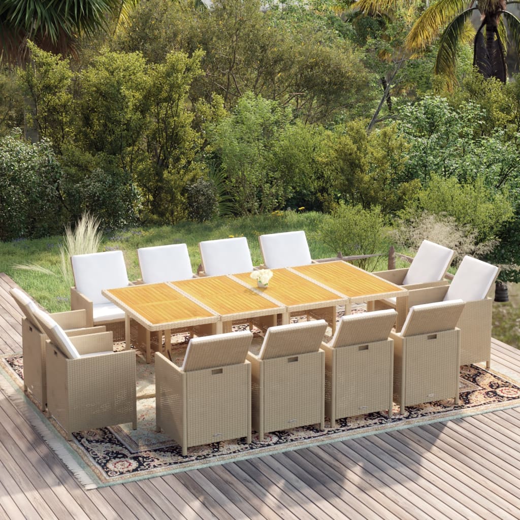 vidaXL 5-delige Tuinset met kussens poly rattan zwart
