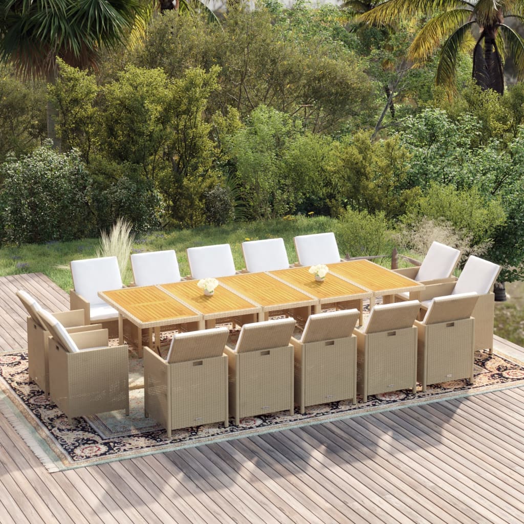 vidaXL 11-delige Tuinset met kussens poly rattan zwart