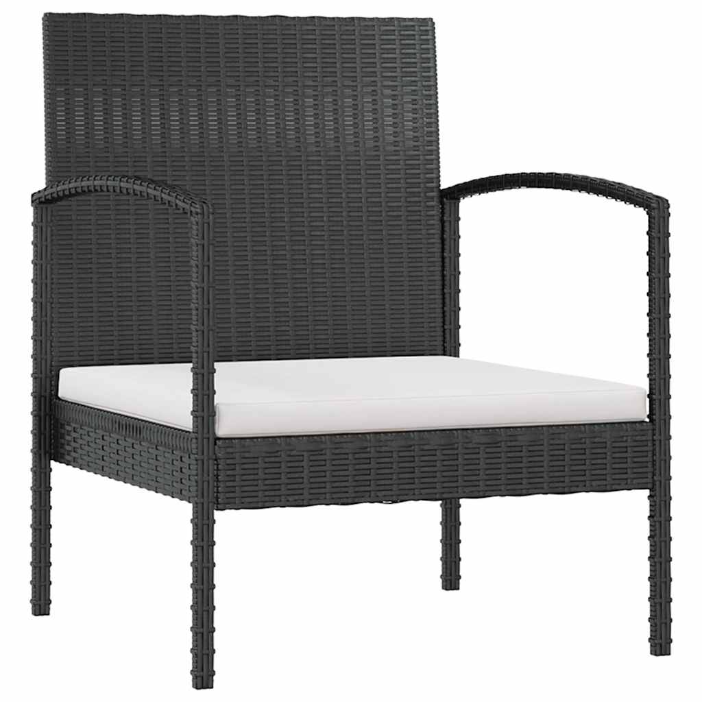 vidaXL 8-delige Loungeset met kussens poly rattan zwart