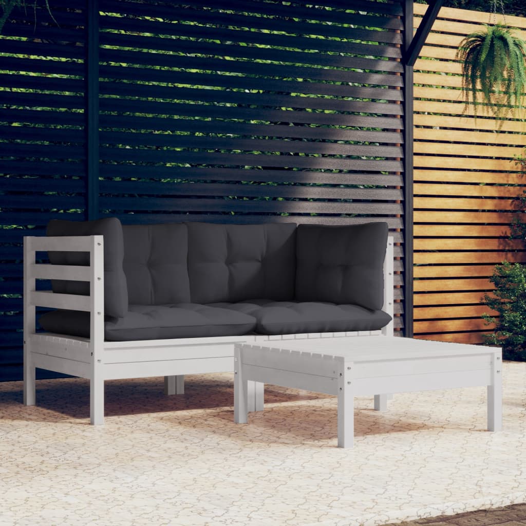 vidaXL Ensemble de salon 3 pièces avec des coussins gris à vert