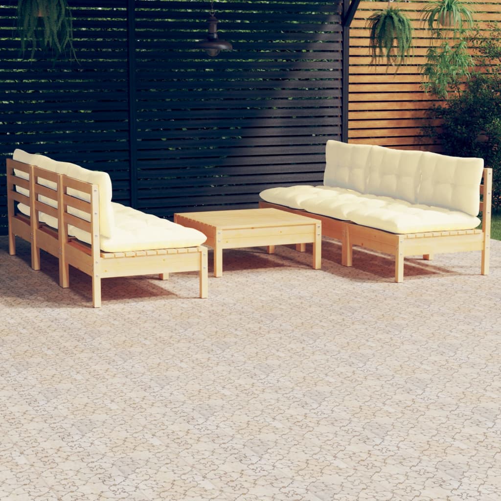 vidaXL 7-delige Loungeset met grijze kussens grenenhout