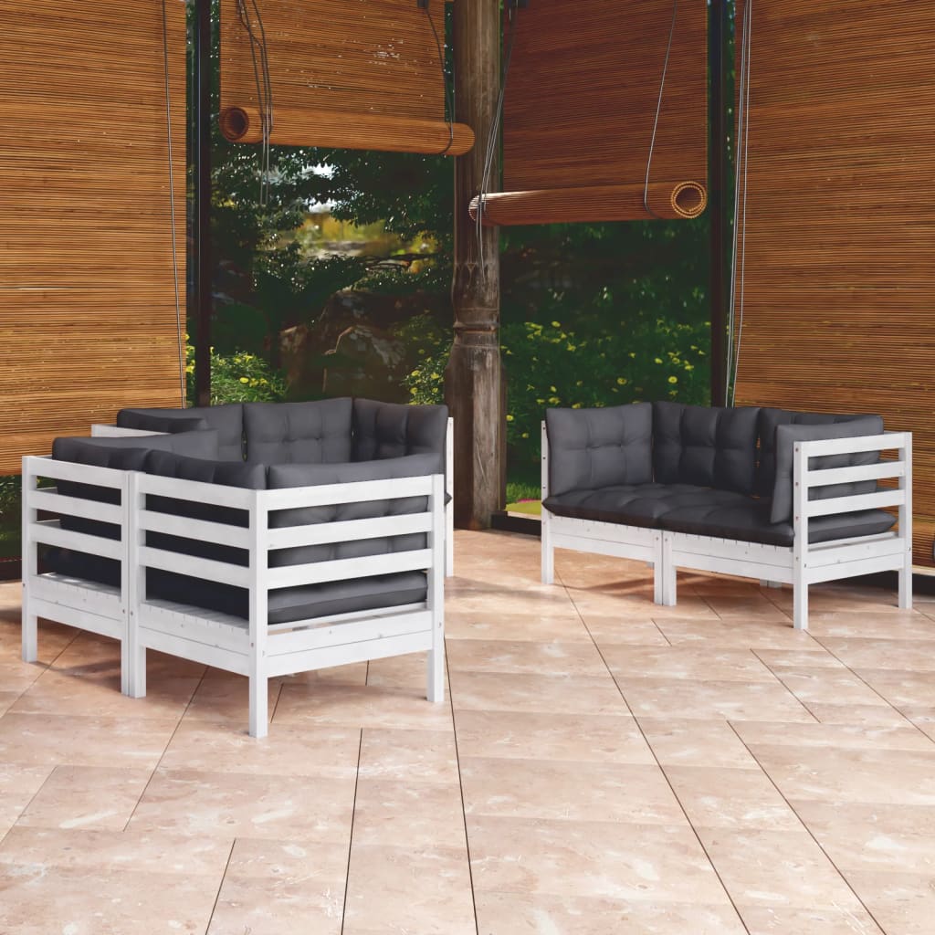 vidaXL 6-delige Loungeset met grijze kussens grenenhout