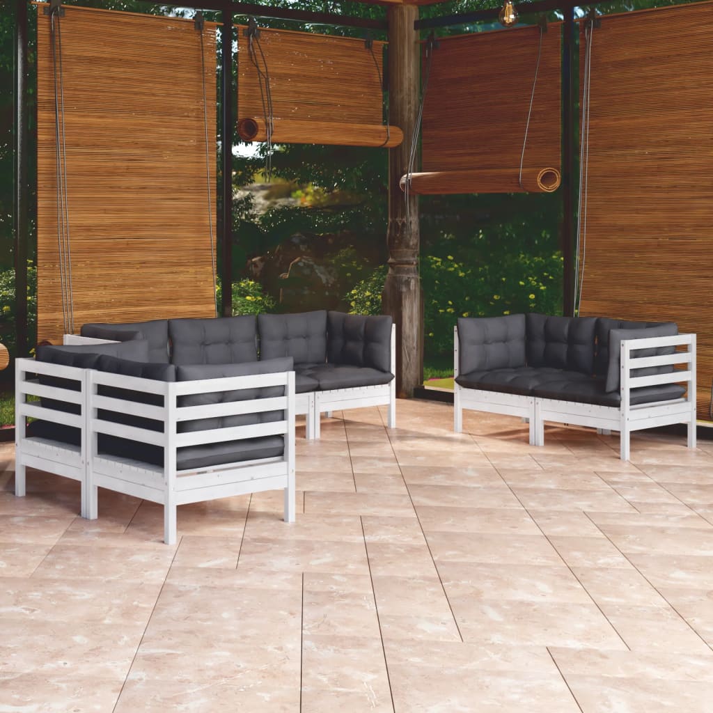 vidaXL 7-delige Loungeset met grijze kussens grenenhout