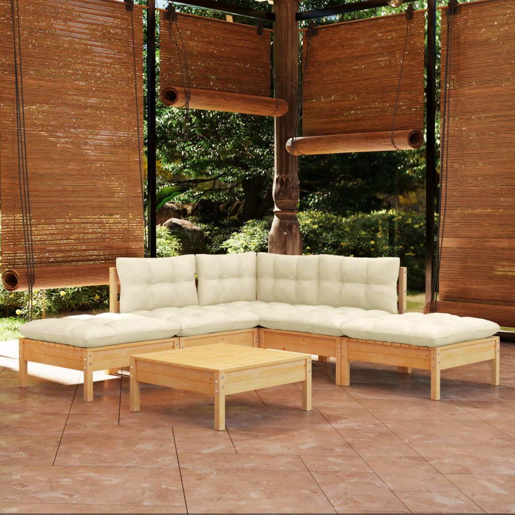 vidaXL 6-delige Loungeset met grijze kussens grenenhout