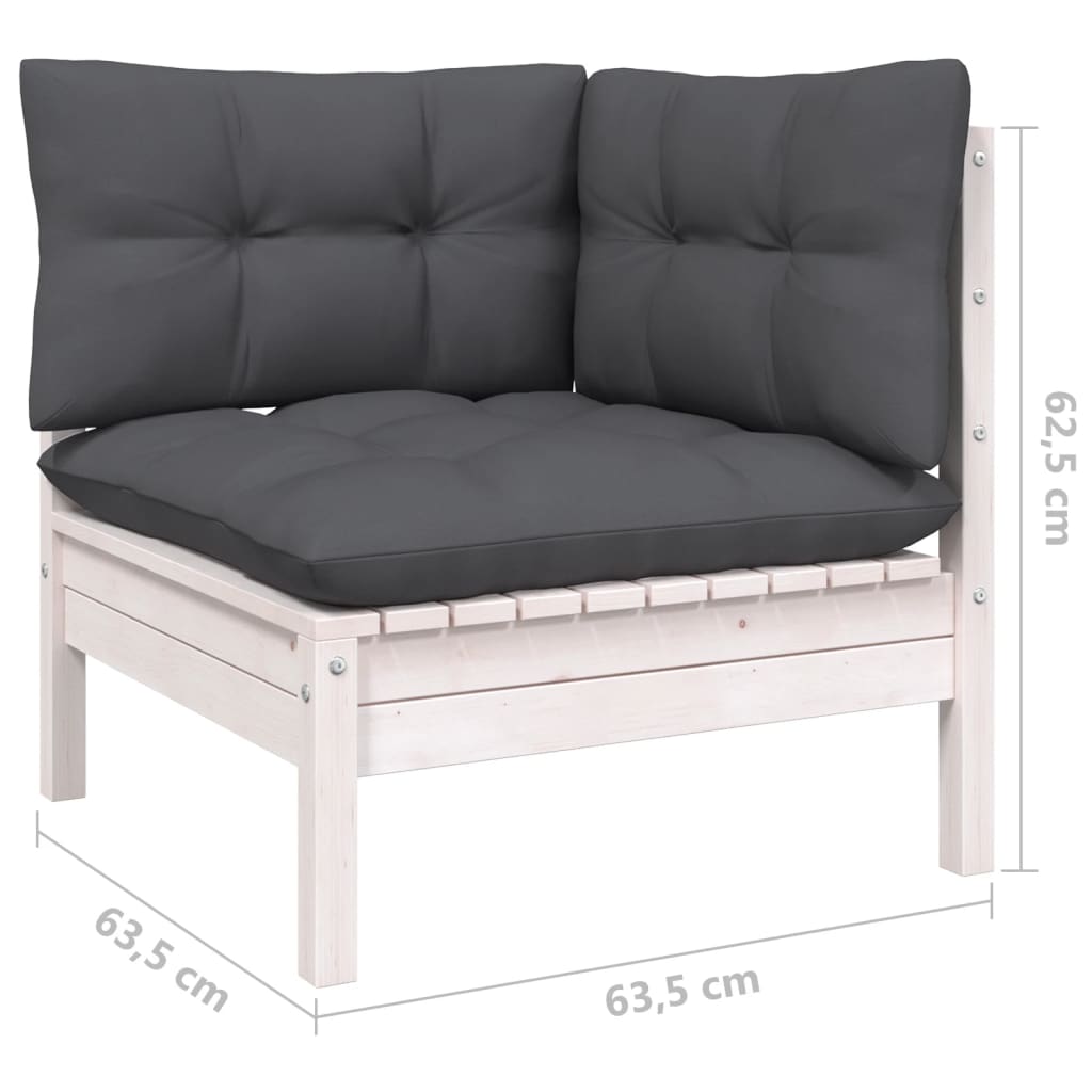 vidaXL 7-delige Loungeset met grijze kussens grenenhout