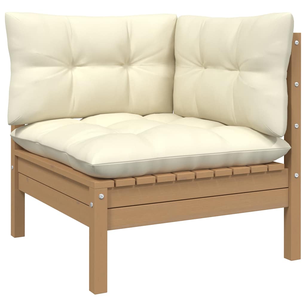 vidaXL 4-delige Loungeset met grijze kussens grenenhout