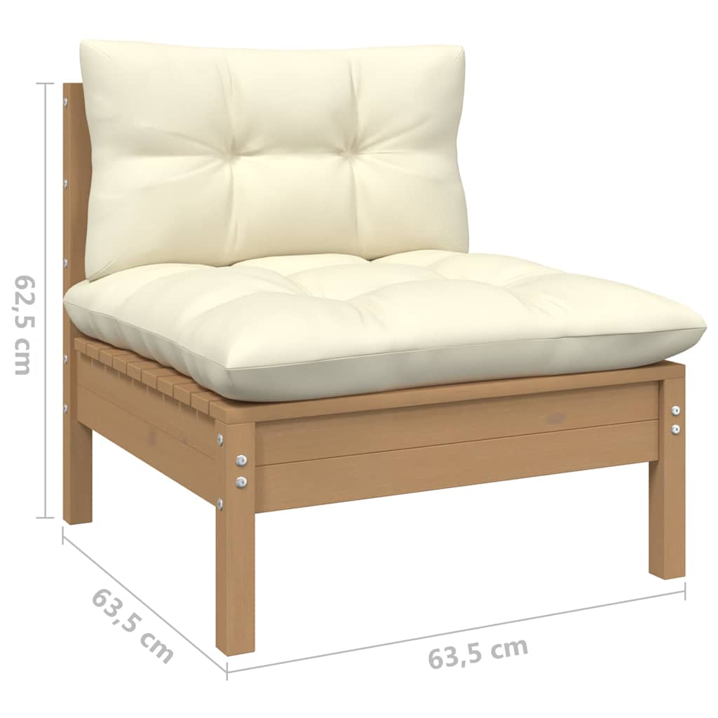 vidaXL 4-delige Loungeset met grijze kussens grenenhout