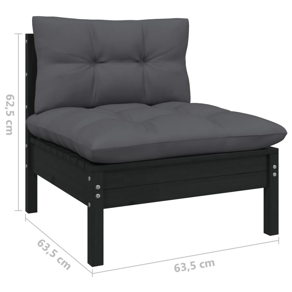 vidaXL 7-delige Loungeset met grijze kussens grenenhout