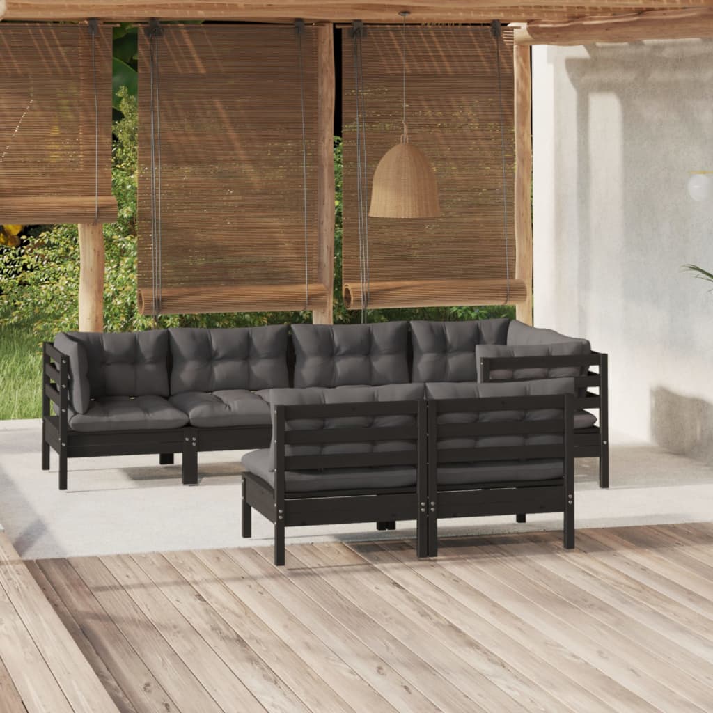 vidaXL Ensemble de salon 7 pièces avec des coussins gris à vert