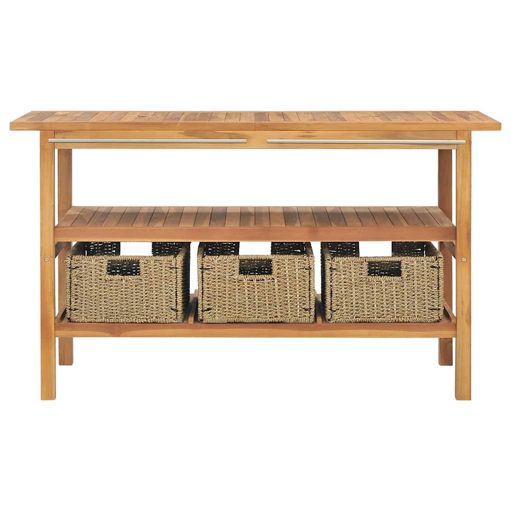 vidaXL Washbasin Cabinet with Basins Solid Teak Marble Black