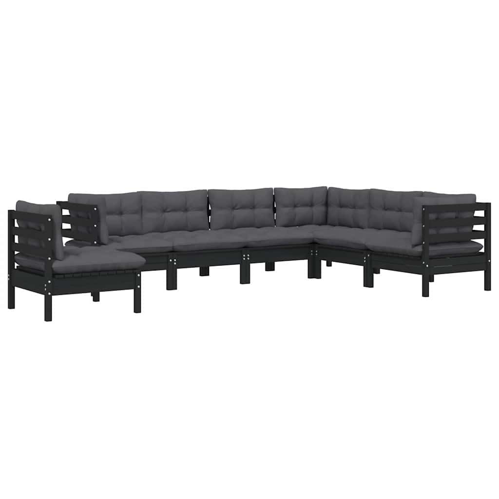 vidaXL 7-delige Loungeset met grijze kussens grenenhout