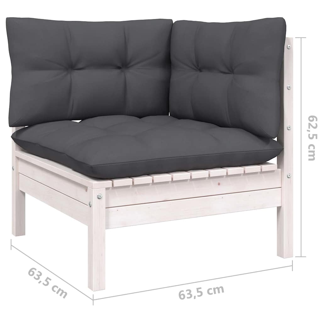 vidaXL 9-piece Lounge Set with Grey Cushions Solid Pine Wood