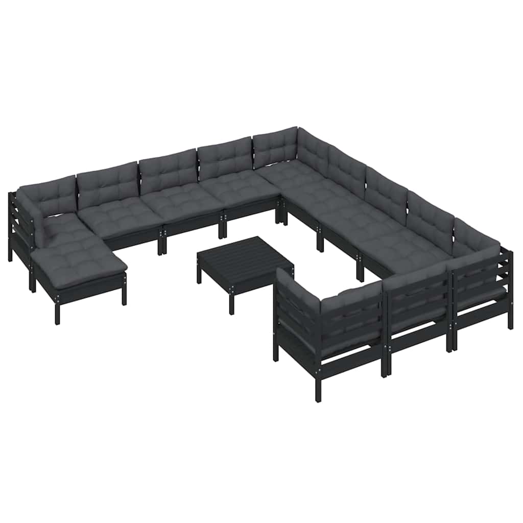 vidaXL 13-delige Loungeset met grijze kussens grenenhout