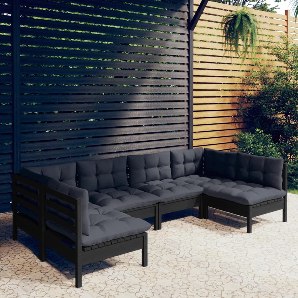 vidaXL Ensemble de salon 6 personnes avec des coussins gris massifs à Grenenhout