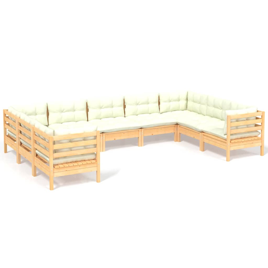 vidaXL 9-delige Loungeset met grijze kussens grenenhout
